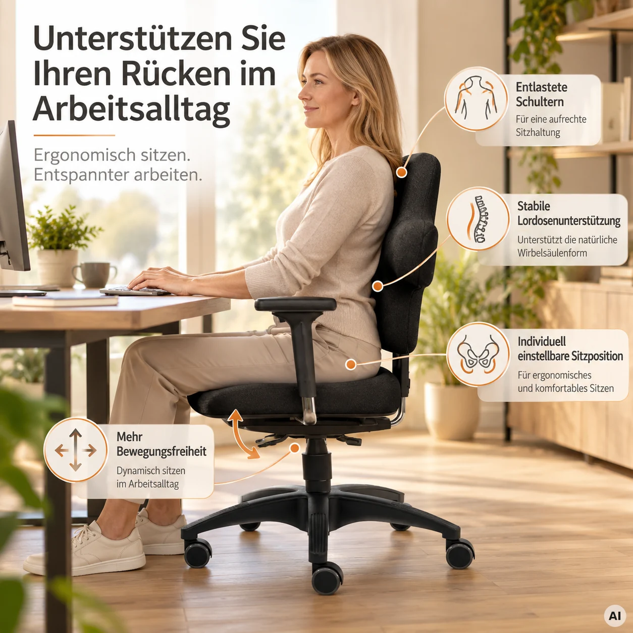 Air S - Bürostuhl mit ergonomischer Rückenlehne